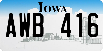 IA license plate AWB416