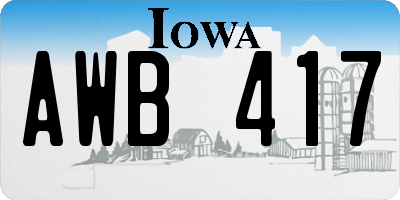 IA license plate AWB417