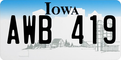 IA license plate AWB419
