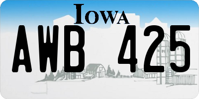 IA license plate AWB425