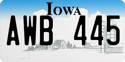 IA license plate AWB445
