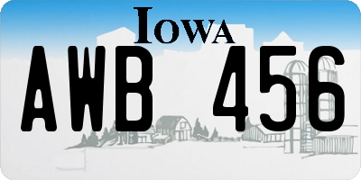 IA license plate AWB456