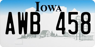 IA license plate AWB458