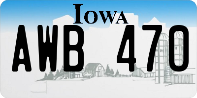 IA license plate AWB470