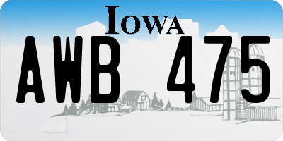 IA license plate AWB475