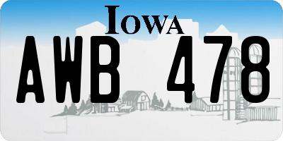 IA license plate AWB478
