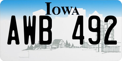 IA license plate AWB492