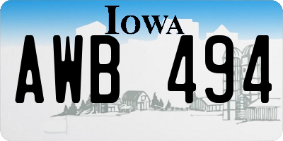 IA license plate AWB494