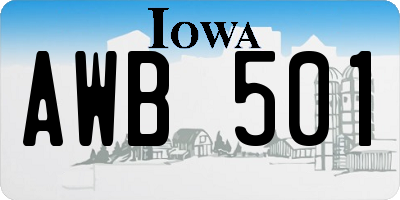 IA license plate AWB501