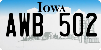 IA license plate AWB502