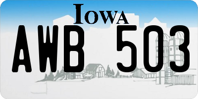 IA license plate AWB503