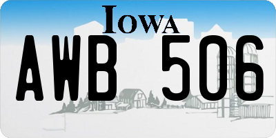 IA license plate AWB506
