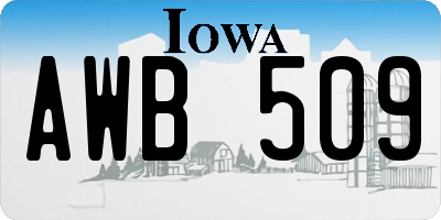 IA license plate AWB509