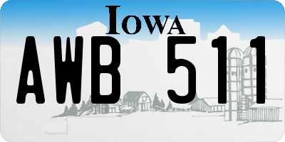 IA license plate AWB511