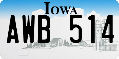 IA license plate AWB514