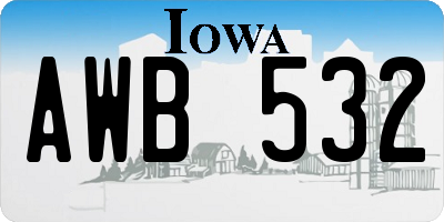 IA license plate AWB532