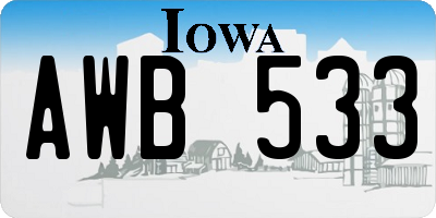 IA license plate AWB533