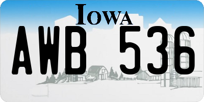 IA license plate AWB536