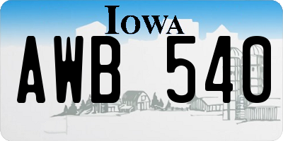 IA license plate AWB540