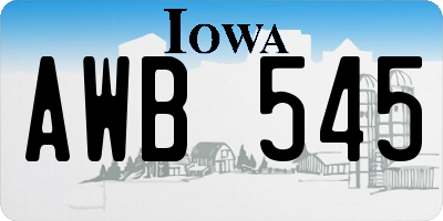 IA license plate AWB545