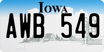 IA license plate AWB549