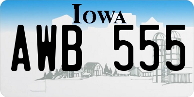 IA license plate AWB555