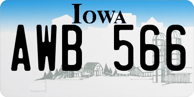 IA license plate AWB566