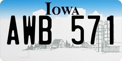 IA license plate AWB571