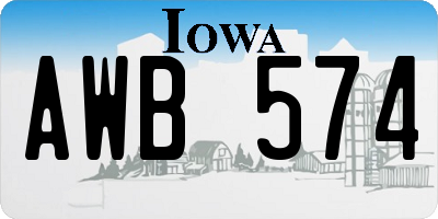 IA license plate AWB574