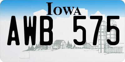 IA license plate AWB575