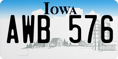 IA license plate AWB576