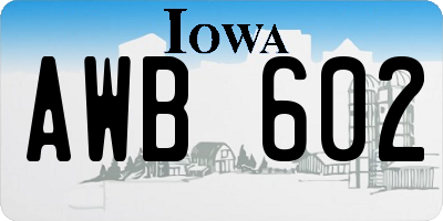 IA license plate AWB602