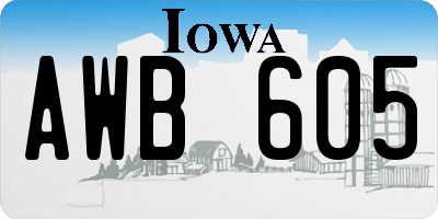 IA license plate AWB605