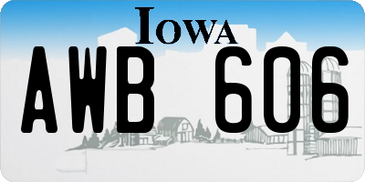 IA license plate AWB606