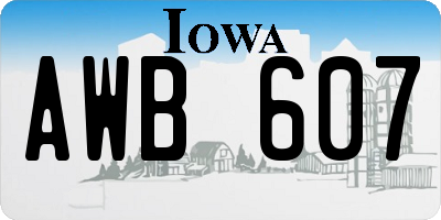 IA license plate AWB607