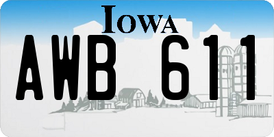 IA license plate AWB611