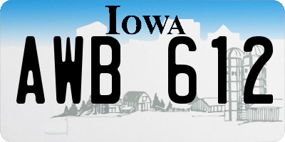 IA license plate AWB612