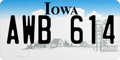 IA license plate AWB614