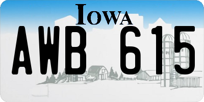 IA license plate AWB615
