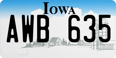 IA license plate AWB635