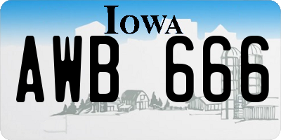 IA license plate AWB666