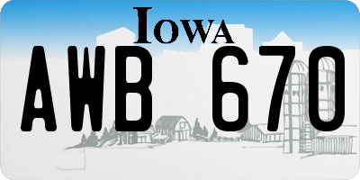 IA license plate AWB670