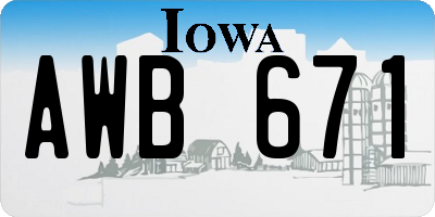 IA license plate AWB671