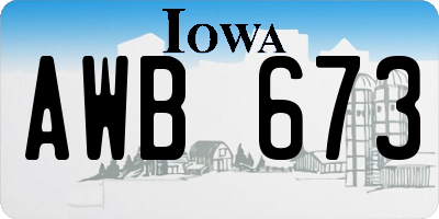 IA license plate AWB673