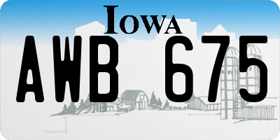 IA license plate AWB675
