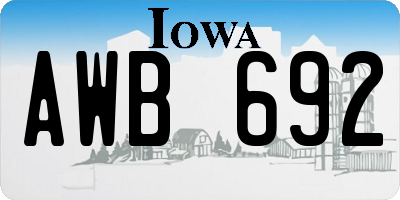 IA license plate AWB692