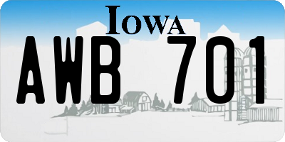 IA license plate AWB701