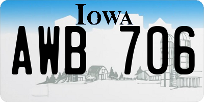 IA license plate AWB706