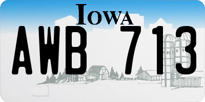 IA license plate AWB713