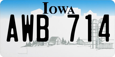 IA license plate AWB714
